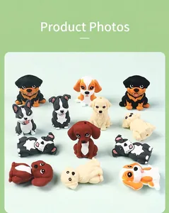 Macro display of diverse 3D cartoon silicone puppy beads for pet collar accessories