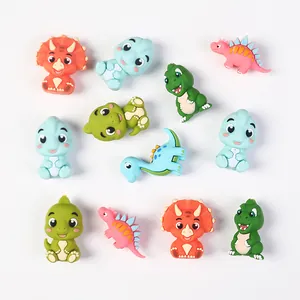 Dinosaur 3D Silicone Beads For DIY Jewelry Making Cartoon Animal Focal Beads For Handmade Bracelet Necklace Keychain Crafts