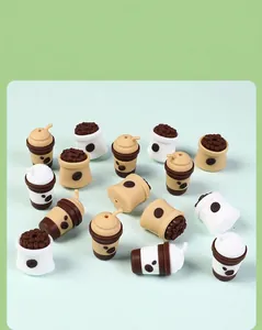 Detailed view of coffee cup and bean bag 3D silicone beads for DIY jewelry making