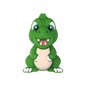 Green 3D silicone dinosaur bead for children's DIY jewelry making and bracelets