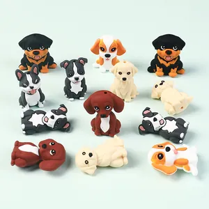 3D Cartoon Puppy Silicone Beads For DIY Jewelry Making Dachshund Rottweiler Pitbull BPA Free Food Grade Silicone Beads