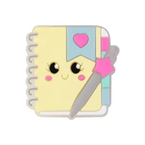 Abalorio de silicona de cuaderno animado para papelería DIY y adornos de calzado
