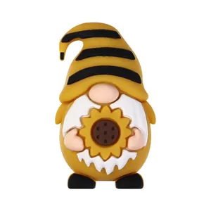 Perla in silicone gnomo 3D con girasole e cappello a strisce per gioielli fai-da-te