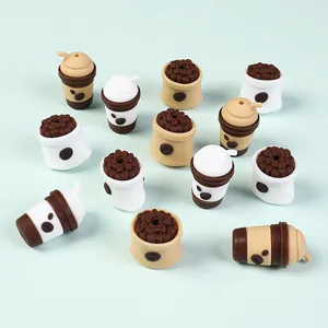 3D coffee cup silicone focal beads for DIY jewelry making and bracelet accessories