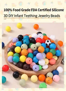FDA-certified food-grade silicone beads in diverse colors for DIY baby teething toys