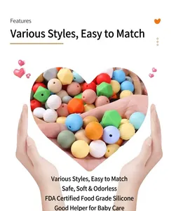 Macro shot of assorted multi-color food grade silicone beads for DIY baby accessories