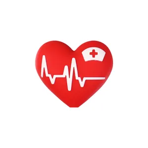 Red heart medical shoe charm with nurse hat and heartbeat line for nurse clogs