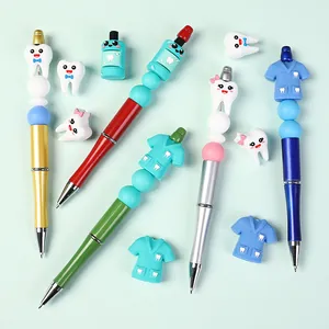 3D Zahnarzt Silikonperlen DIY Stift Zubehör und buntes Zahnarzt Büro Briefpapier Set