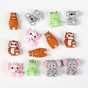 Cuentas de silicona 3D de animales para manualidades DIY con diseños de madre e hijo
