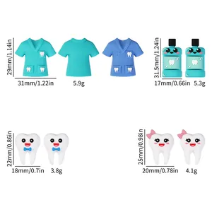 3D Zahnarzt Silikon Charms Set mit Zahnfee Uniform und Mundspülung für DIY Schuhe Zubehör