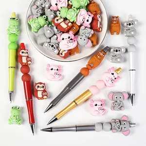 Cuentas de silicona de animales de dibujos animados y bolígrafos de cuentas de bricolaje