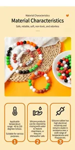 Macro shot of 15mm sports-themed silicone beads with soccer and basketball patterns
