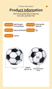 Macro detail of 15mm silicone football beads with 2mm hole for DIY baby pacifier clips