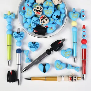 DIY Father's Day silicone bead set with colorful beaded pens and themed charms