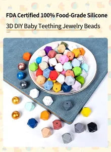 Détail macro de perles en silicone certifiées FDA sans BPA pour articles de dentition bébé