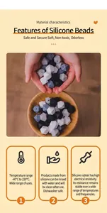 Détail de perles hexagonales en silicone de 14mm, souples et résistantes à la chaleur