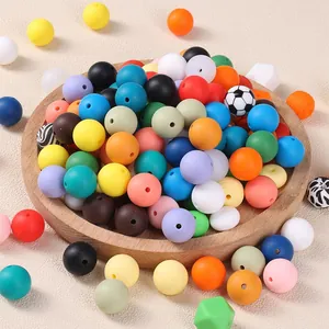 15mm bunte Silikonperlen im Set für DIY-Schmuck und Baby-Beißring-Zubehör aus Silikon