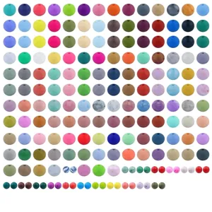 15mm Lebensmittel-Silikonperlen in 137 Farben und verschiedenen geometrischen Formen