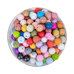 BPA-freie 19mm Silikonperlen in bunten Farben und Marmormuster für DIY-Bastelarbeiten