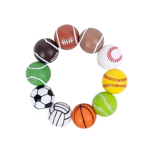 Set of 10 assorted 15mm silicone sports beads including soccer, basketball and tennis