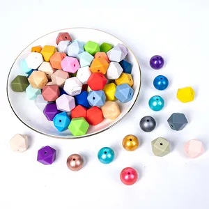 Perles en Silicone Hexagonales de Qualité Alimentaire sans BPA pour la Dentition Accessoire DIY Collier Bijoux Attache Tétine
