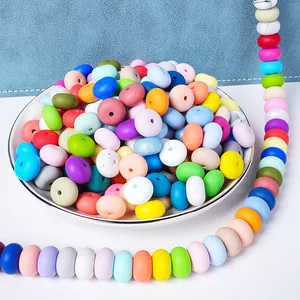 Food Grade Silicone Abacus Beads Flat Round Spacer Beads For DIY Jewelry Making Baby Teether Necklace Accessories Style