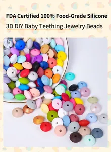 Flache runde Silikonperlen in bunten Farben für DIY Baby-Beißketten und Schmuckherstellung