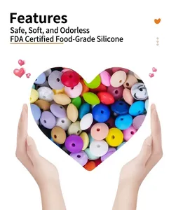 Makroaufnahme von 12mm Silikonperlen in bunten Farben für DIY-Schmuck und Bastelarbeiten