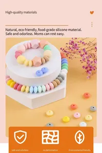 Makro-Detail von Silikonperlen in Macaron-Farben für DIY-Halsketten und Baby-Beißringe