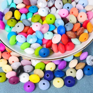 Bunte 12mm Silikonlinsenperlen Sortiment für DIY Schmuck und Baby Beißringe