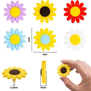 Colorful sunflower silicone beads for DIY crafts and shoe charms with 4cm diameter