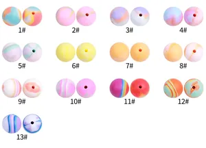 Sélection de 13 perles en silicone marbrées colorées pour la création de bijoux DIY