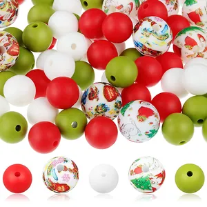 Kit de perles de Noël en silicone avec motifs festifs pour création de bijoux DIY
