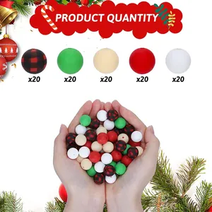 Détails de 20 perles de Noël en silicone en 5 styles pour la création de bijoux DIY