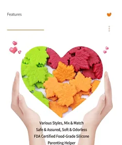 Detailed view of BPA-free food-grade silicone maple leaf beads for baby teething DIY