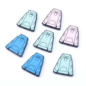 Perles en silicone en forme de sweat à capuche pour attache-tétines en bleu, vert et rose