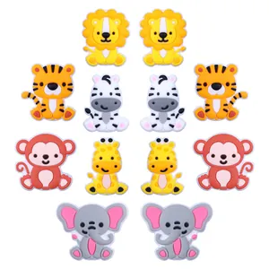 Cartoon Animal Food Grade Silicone Beads For Baby Teether DIY Pacifier Chain Accessories Lion Elephant Monkey Zebra BPA Free