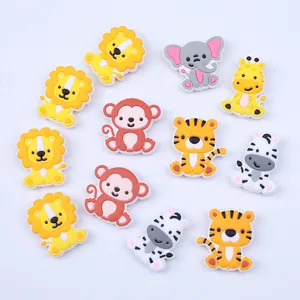 Cartoon animal silicone beads including lion elephant and giraffe for baby pacifier clips