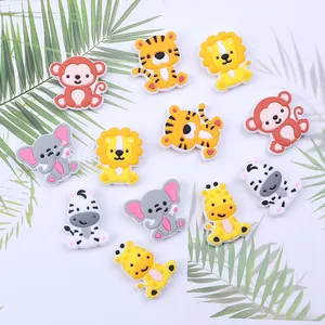 Set of 11 cute silicone animal shoe charms including lion tiger and elephant for DIY decor
