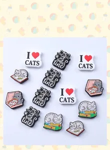 Macro detail of various cute kitten silicone beads for baby DIY pacifier clips