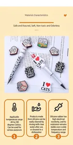 DIY beaded pen set featuring cat theme silicone beads and dishwasher safe components