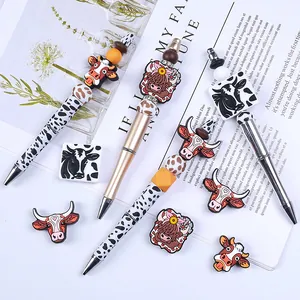 DIY highland cow silicone bead pens and bead accessories set in creative patterns