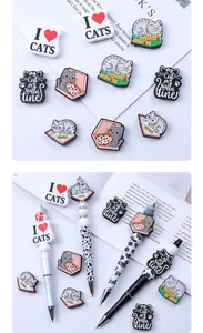 Cat silicone beads and DIY beads pen set featuring various cartoon kitty charms