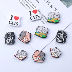 Cat themed PVC shoe charms set featuring I Love Cats text and cute kitten illustrations