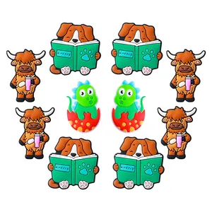 Perles en Silicone Dessin Animé Vache Chiot Dinosaure Qualité Alimentaire Sans BPA Soulagement Dentition Bébé Pour Attache-tétine Accessoires Bijoux