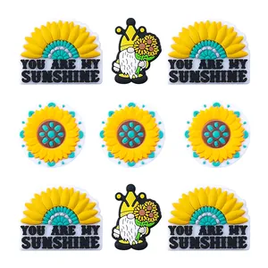 Perline in Silicone a Forma di Margherita Girasole Gnomo per Penne a Sfera Fai da Te Scarpe Silicone Alimentare Perline Sciolte You Are My Sunshine