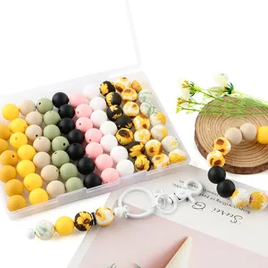 Silikonperlen-Set mit Sonnenblumen-Mustern für handgefertigte Armbänder und Anhänger