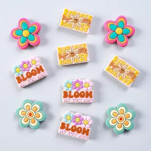 Food Grade Silicone Beads Flower Smile Face Baby Teethers For Jewelry Making DIY Motivational Letters Silicone Beads Shoe Charms