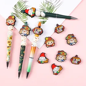 Cuentas de Silicona de Otoño Espantapájaros Calabaza Gnomo Girasol DIY Joyería Que Hace Cuentas Silicona de Grado Alimenticio Charms Accesorios para Zapatos