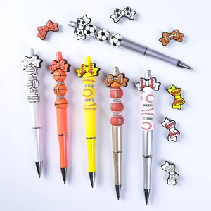 Perles Noeud Papillon en Silicone Thème Sportif Silicone de Qualité Alimentaire Baseball Basketball Football Volleyball Accessoires de Création de Bijoux DIY